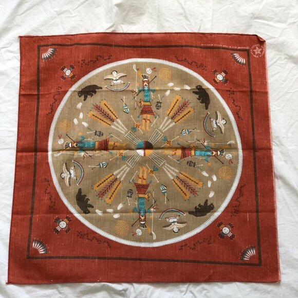 Vtg Bandana Kachina USA North American Southwestern USA - Picture 2 of 7